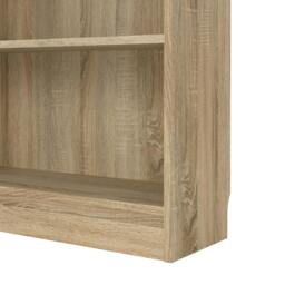 "Rackhams Basic Tall Wide Display Cabinet in Oak (4 Shelves) with 2 Glass White Doors - Manufactured Wood - 1 - Oak & White " - thumbnail 6