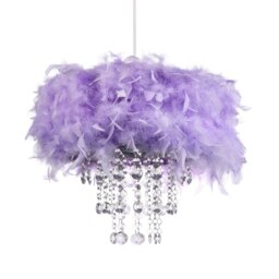 Rackhams Contemporary Lilac Feather Pendant Light Shade with Transparent Acrylic Droplets - thumbnail 3