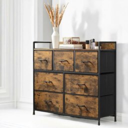 Rackhams Industrial Rustic Brown Chest With 7 Fabric Drawers - thumbnail 5