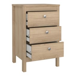 Rackhams Madrid Bedside Table 3 Drawers in Jackson Hickory Oak - Brown - Manufactured wood - 1 - thumbnail 6