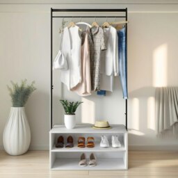 Rackhams Hallway Coat Rack Stand With 2 Storage Shelves White - thumbnail 3
