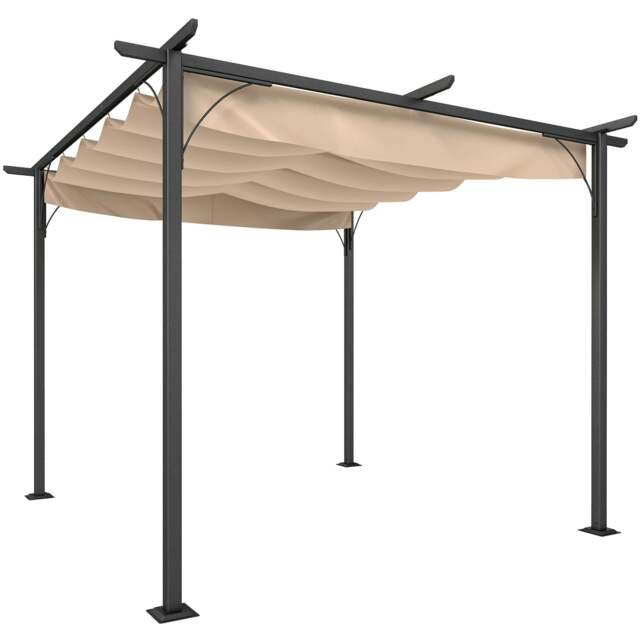 Rackhams 3x3m Outdoor Pergola Metal Gazebo Porch Awning Retractable Canopy - image 1
