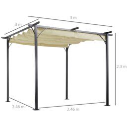Rackhams 3x3m Outdoor Pergola Metal Gazebo Porch Awning Retractable Canopy - thumbnail 6
