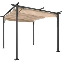 Rackhams 3x3m Outdoor Pergola Metal Gazebo Porch Awning Retractable Canopy