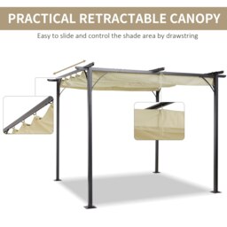 Rackhams 3x3m Outdoor Pergola Metal Gazebo Porch Awning Retractable Canopy - thumbnail 5