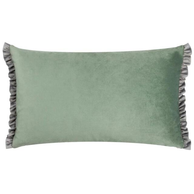 Rackhams Tilly Reversible Velvet Cushion Cover - Sage/Grey - 50cm x 30cm - Sage/Grey - 100% Polyester - image 1