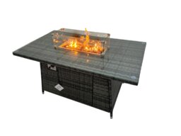 Rackhams Rattan Garden Furniture Dining Set 10 seater Gas Fire Pit Dining Table Corner Sofa Set with 2 Big Stools Side Table Dark Grey Mixed - thumbnail 2