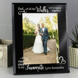 Rackhams Personalised Of All the Walks... Wedding 5x7 Black Glass Photo Frame - thumbnail 4