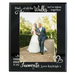 Rackhams Personalised Of All the Walks... Wedding 5x7 Black Glass Photo Frame - thumbnail 2