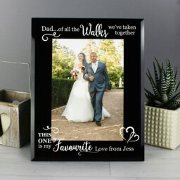 Rackhams Personalised Of All the Walks... Wedding 5x7 Black Glass Photo Frame