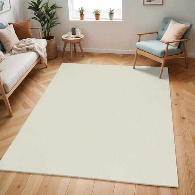 Rackhams Freud-Modern Ivory Off-White High Pile Rug - 200 x 275 cm - image 1