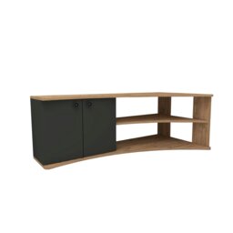 "Rackhams Corner TV Stand Reversible Entertainment Center for TVs up to 60""-Dion - Light Walnut & Beige" - thumbnail 3