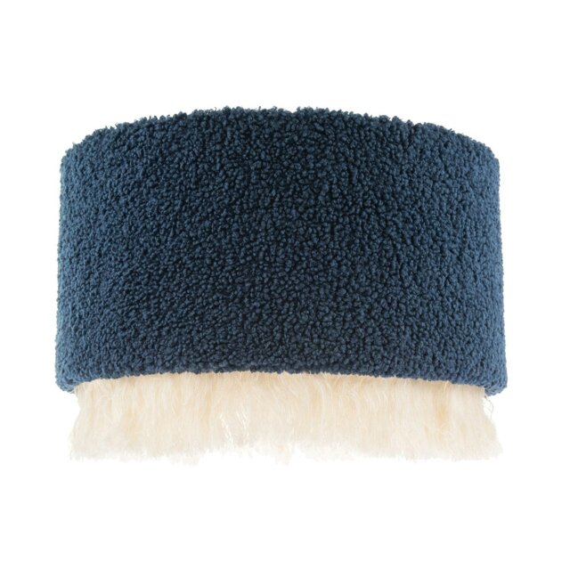 Rackhams Midnight Blue Wool Lamp Shade with Ivory White Hanging Fabric Tassels - image 1