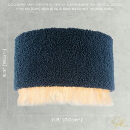 Rackhams Midnight Blue Wool Lamp Shade with Ivory White Hanging Fabric Tassels - thumbnail 6