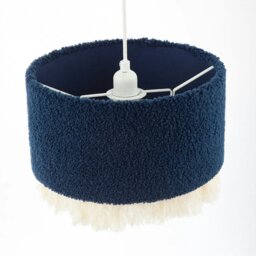 Rackhams Midnight Blue Wool Lamp Shade with Ivory White Hanging Fabric Tassels - thumbnail 5