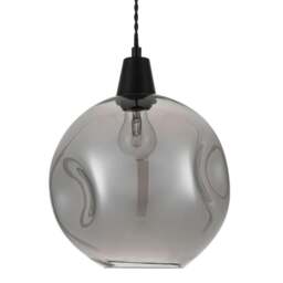 Rackhams Millfield Smoky Dimple Glass Pendant Light - Matt Black - thumbnail 6