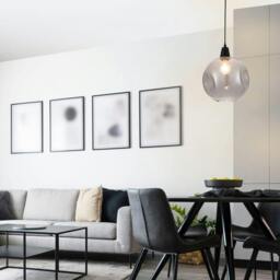 Rackhams Millfield Smoky Dimple Glass Pendant Light - Matt Black - thumbnail 2