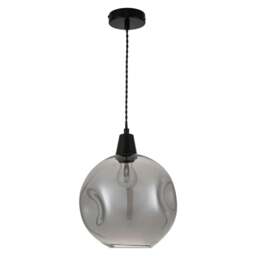 Rackhams Millfield Smoky Dimple Glass Pendant Light - Matt Black - thumbnail 4