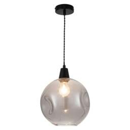 Rackhams Millfield Smoky Dimple Glass Pendant Light - Matt Black - thumbnail 3