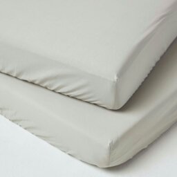 Rackhams Cotton Cot Bed Fitted Sheets 200 Thread Count, 2 Pack - Grey