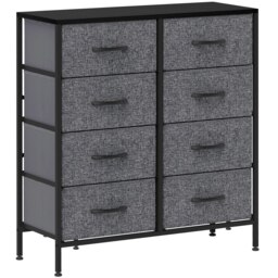 Rackhams 8 Drawer Fabric Chest of Drawers w/ Wooden Top for Hallway Black - Cream - thumbnail 2