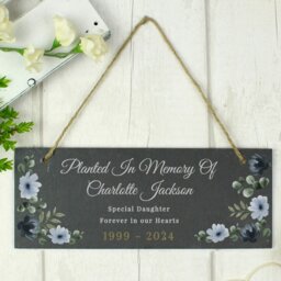 Rackhams Personalised Memorial Floral Slate Hanging Ornament - thumbnail 4