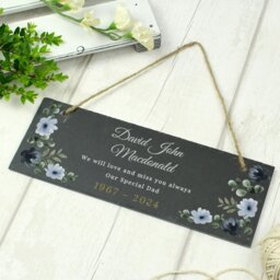 Rackhams Personalised Memorial Floral Slate Hanging Ornament - thumbnail 2