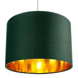 "Rackhams Contemporary Green Cotton 12"" Table/Pendant Lamp Shade with Shiny Copper Inner" - thumbnail 4