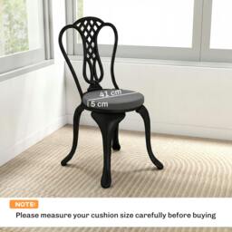 Rackhams Bistro Chair Cushions, Chair Pads Set of 4 - Light Grey - Outdoor Seat Cushion Set - thumbnail 4