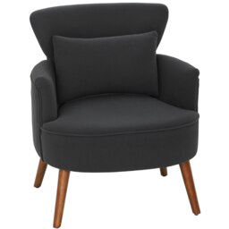 Rackhams Armchair with Padded Seat and Backrest for Living Room, Black - Rubber wood - Black - Corduroy (100% polyester) - thumbnail 2