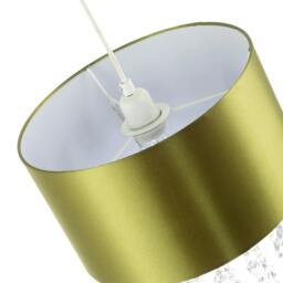 Rackhams Modern Olive Green Satin Fabric Pendant Shade with Clear Acrylic Drops - thumbnail 3