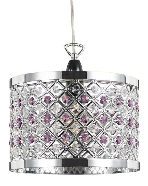 Rackhams Sparkly Ceiling Pendant Shade with Clear and Purple Beads - image 1