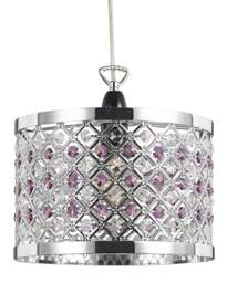 Rackhams Sparkly Ceiling Pendant Shade with Clear and Purple Beads