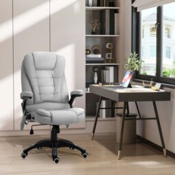 Rackhams Office Chair w/ Heating 6-Point Massage Relaxing Reclining Grey - Black - thumbnail 2