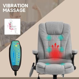 Rackhams Office Chair w/ Heating 6-Point Massage Relaxing Reclining Grey - Black - thumbnail 4