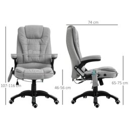 Rackhams Office Chair w/ Heating 6-Point Massage Relaxing Reclining Grey - Black - thumbnail 6