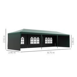 Rackhams 9m x 3m Outdoor Garden Gazebo Wedding Party Tent Canopy Marquee Green - 9m x 3m x 2.55m - thumbnail 5
