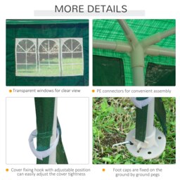 Rackhams 9m x 3m Outdoor Garden Gazebo Wedding Party Tent Canopy Marquee Green - 9m x 3m x 2.55m - thumbnail 4