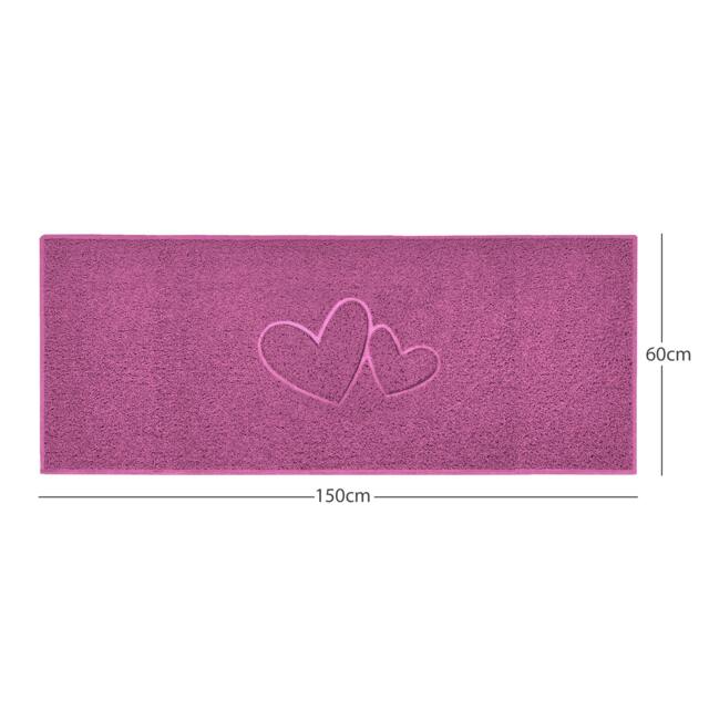 "Rackhams ""Double Heart"" Embossed Loofah Textured Spaghetti Doormat - Pink - 150cm x 60cm - Yes (Suitable for Indoors)" - image 1