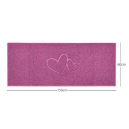 "Rackhams ""Double Heart"" Embossed Loofah Textured Spaghetti Doormat - Pink - 150cm x 60cm - Yes (Suitable for Indoors)"