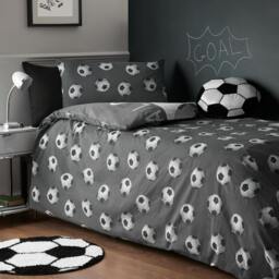 Rackhams Football Reversible Duvet Cover Set Grey - Single - Grey - thumbnail 2