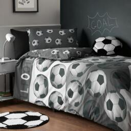 Rackhams Football Reversible Duvet Cover Set Grey - Single - Grey