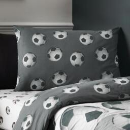 Rackhams Football Reversible Duvet Cover Set Grey - Single - Grey - thumbnail 3