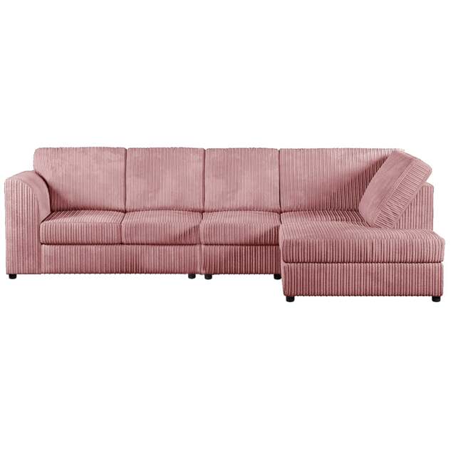 Rackhams Luxor Full Cord Fabric 5 Seater Corner Sofa Full Back - Pink - Right Hand Facing - image 1