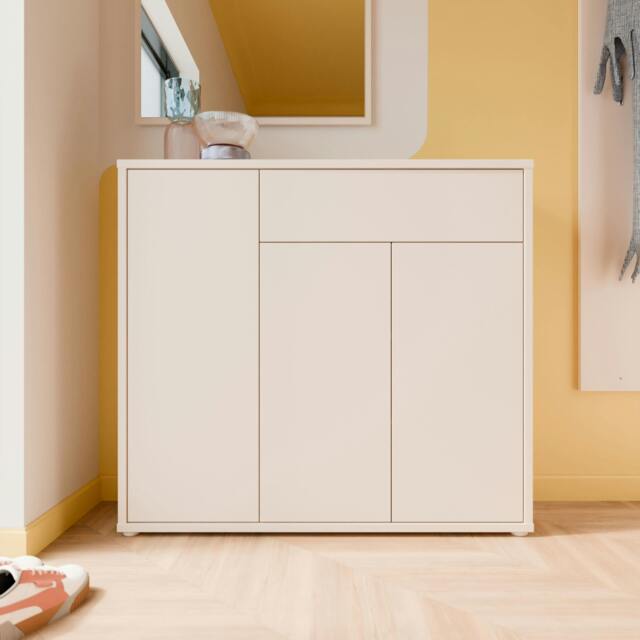 Rackhams Alice Springs Sideboard with 3 Doors Push-to-Open & 1 Drawer Push-to-Open in Sand - W 109.2 X  H 99.1 X  D 34.9cm - Sand - 1 - image 1