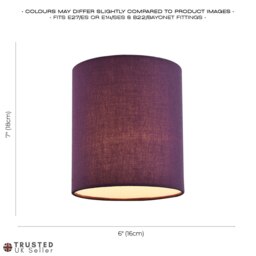 Rackhams Contemporary and Elegant Vivid Purple Linen Fabric 18cm High Cylinder Lamp Shade - thumbnail 6
