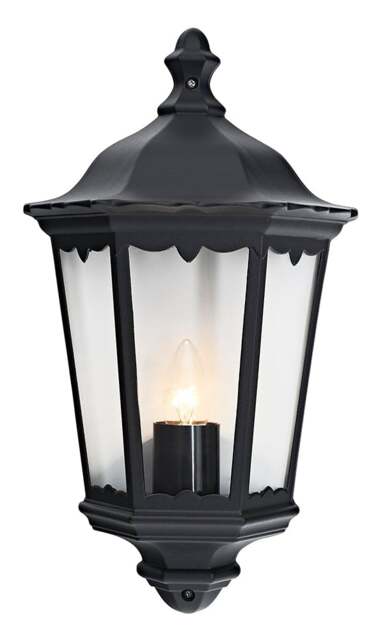 Rackhams Traditional Black Cast Aluminium Outdoor Lantern Wall Light - image 1