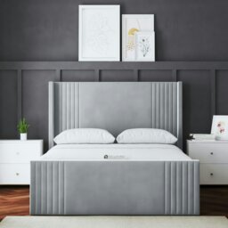 Rackhams Elara Divan Bed with Winged Panel Headboard - Silver - Super King / 6ft