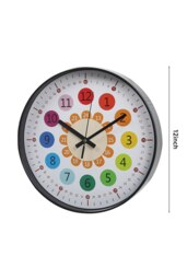 Rackhams 12 Inch Rainbow Color Arabic Numeral Wall Clock for Teaching - Multi - thumbnail 3