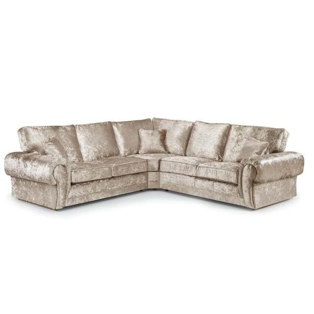Rackhams Chelsea Crushed Velvet Full Back 5 Seater Corner Sofa - Mink - image 1